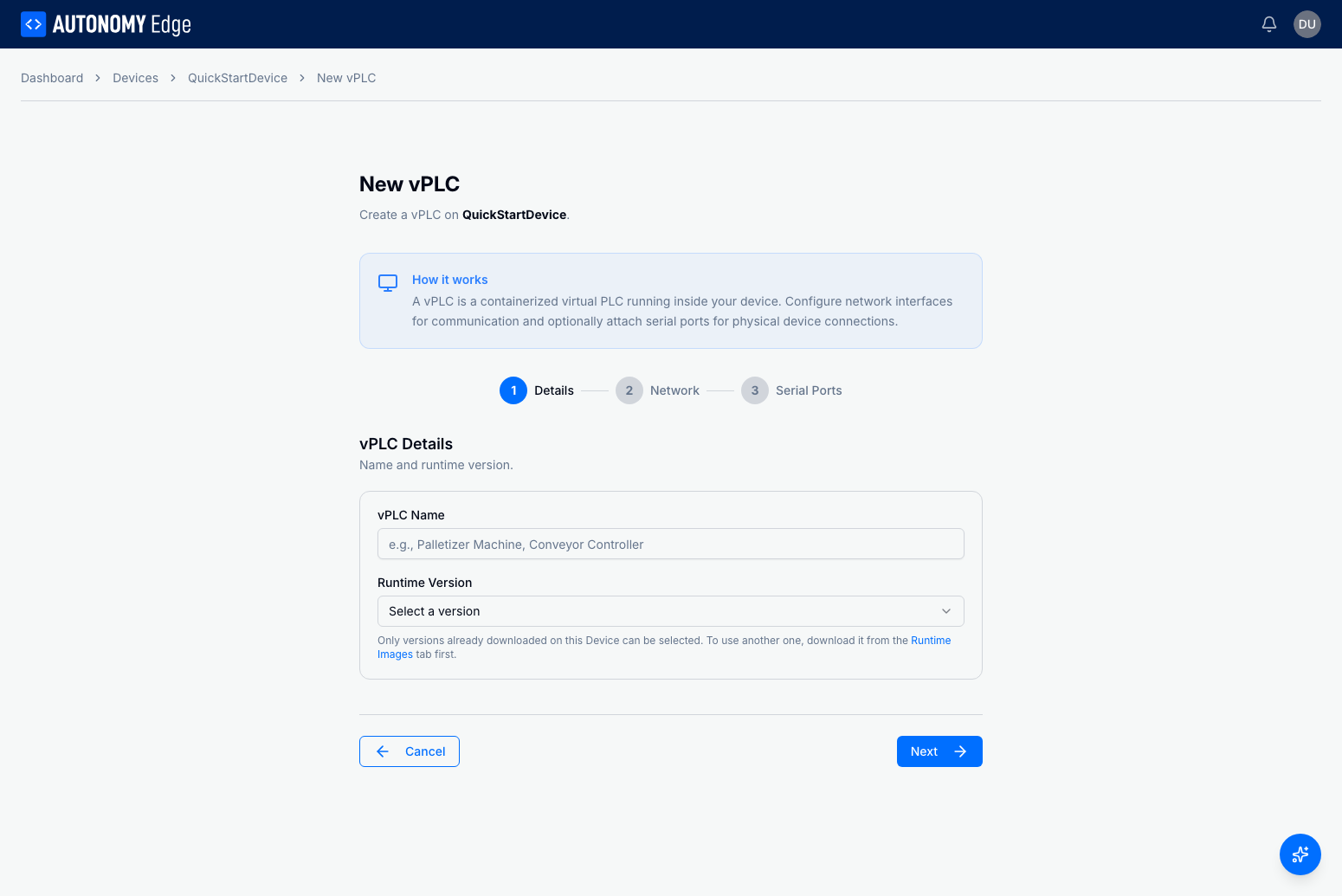 Add New vPLC dialog