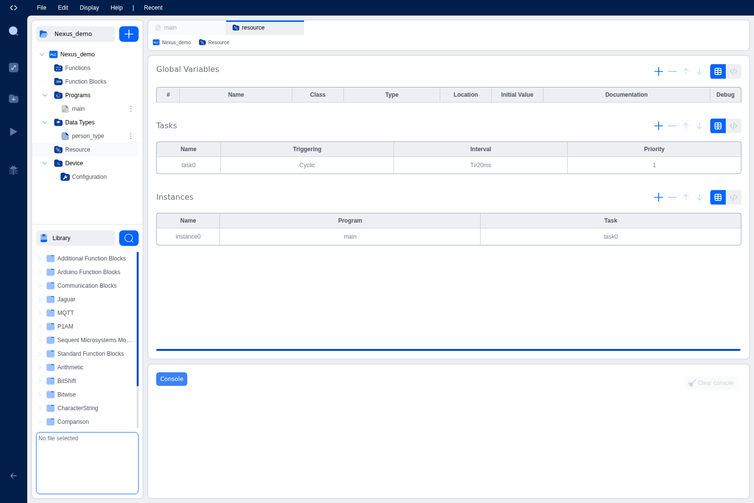 Resource editor showing Tasks and Instances configuration