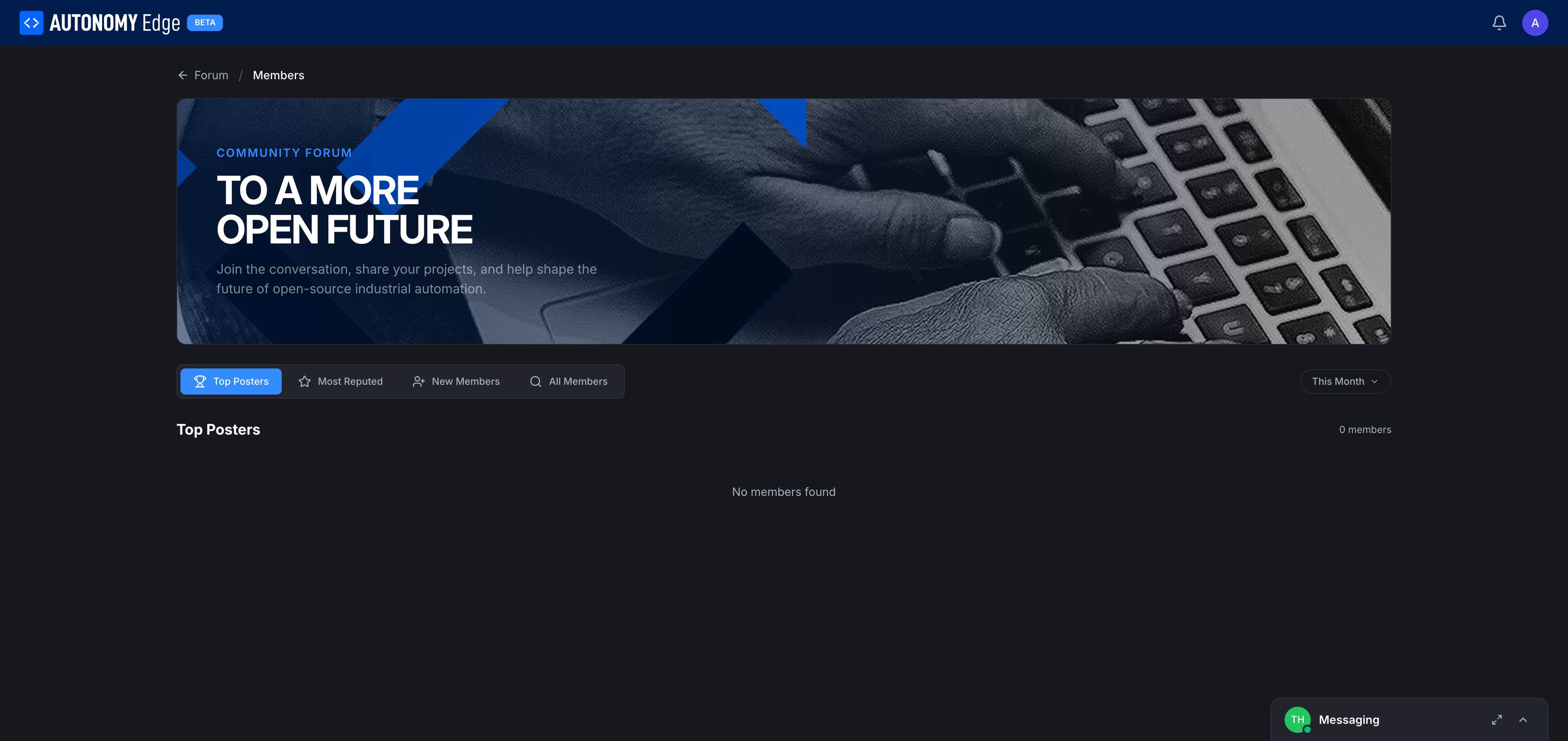 Forum Members page, tabs and empty state