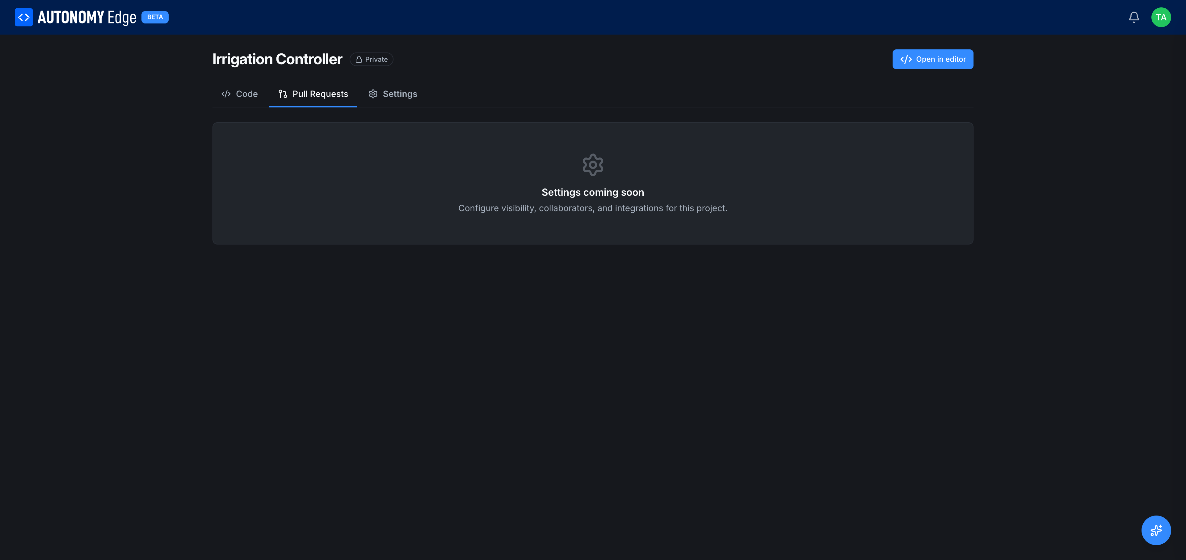 Project Settings tab showing the placeholder copy