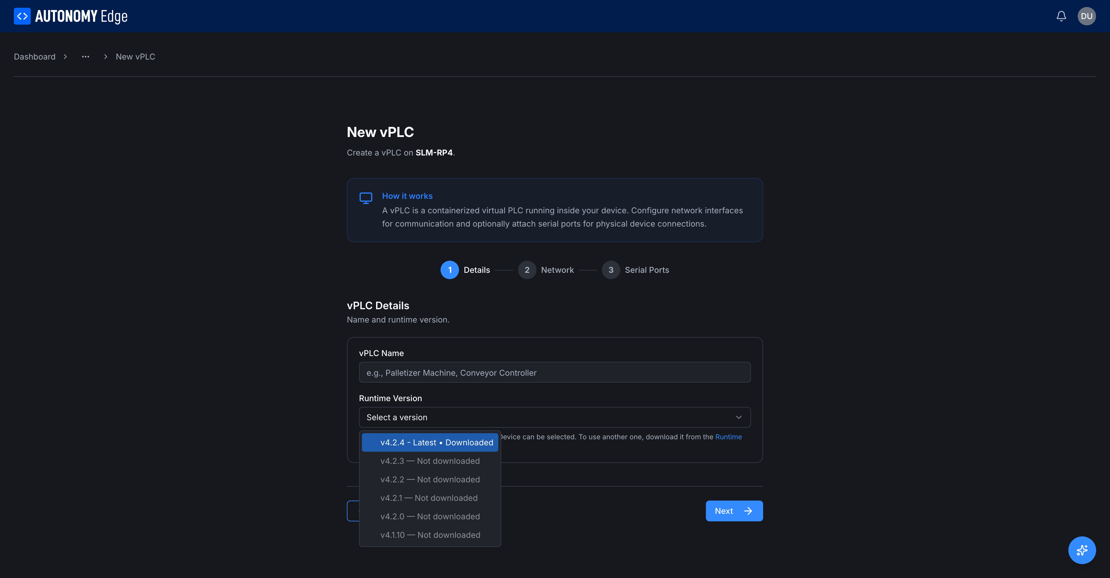 Runtime version dropdown: rc4/rc3/rc2/rc1 pre-release builds, then v4.0.9 - Latest, v4.0.8, v4.0.7, v4.0.6